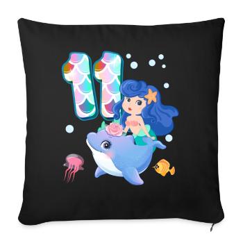 11th Birthday | Mermaid Birthday | - Sofa pillowcase 17,3'' x 17,3'' (45 x 45 cm) - black - Front