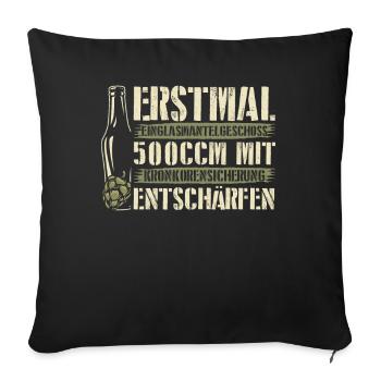 FIRST LINGLASMANTELGESCHOSS 500CCM beer lover - Sofa pillowcase 17,3'' x 17,3'' (45 x 45 cm) - black - Front