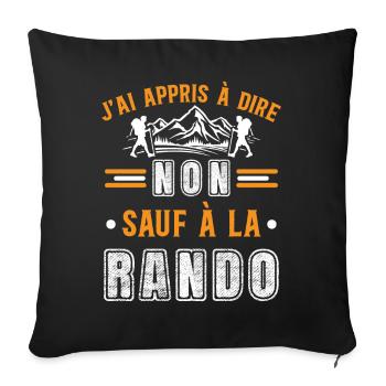 Randonnée Idée cadeau randonneur humour - Housse de coussin décorative 45 x 45 cm - noir - Devant