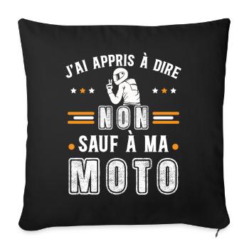 Motard idée cadeau Passion moto humour citations - Housse de coussin décorative 45 x 45 cm - noir - Devant