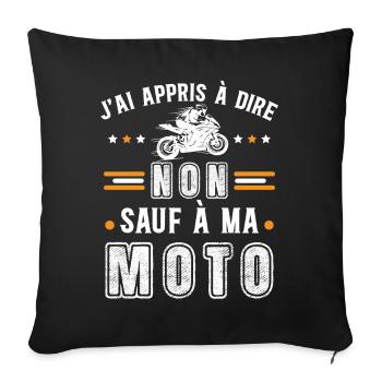 Motard idée cadeau Passion moto humour citations - Housse de coussin décorative 45 x 45 cm - noir - Devant
