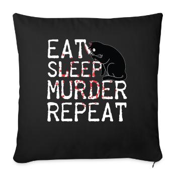 Manger Dormir Meurtre Répéter Effrayant Chat Costume d’Horreur - Housse de coussin décorative 45 x 45 cm - noir - Devant