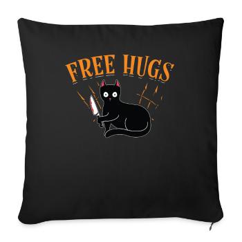 Câlins gratuits, chat d’horreur effrayant avec - Housse de coussin décorative 45 x 45 cm - noir - Devant