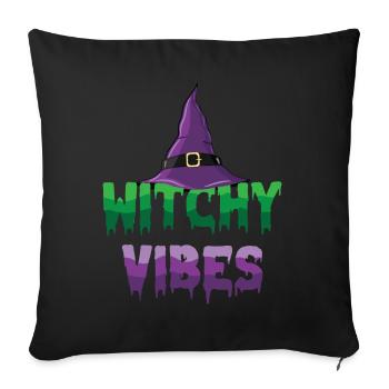 Witchy Vibes Wizard Witch Hat Halloween Costume - Sofa pillowcase 17,3'' x 17,3'' (45 x 45 cm) - black - Front