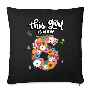 Cette fille est maintenant 6 fleurs colorées 6. - Housse de coussin décorative 45 x 45 cm - noir - Devant