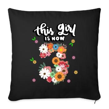Cette fille est maintenant 3 fleurs colorées 3. - Housse de coussin décorative 45 x 45 cm - noir - Devant