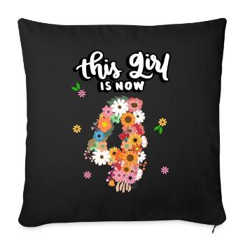 Cette fille est maintenant 4 fleurs colorées 4. - Housse de coussin décorative 45 x 45 cm - noir - Devant