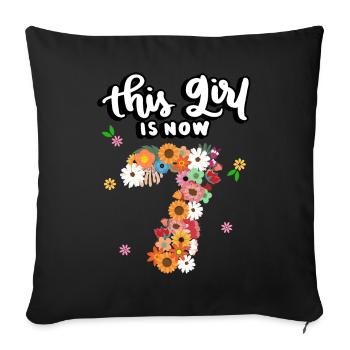 Cette fille est maintenant 7 fleurs colorées 7. - Housse de coussin décorative 45 x 45 cm - noir - Devant