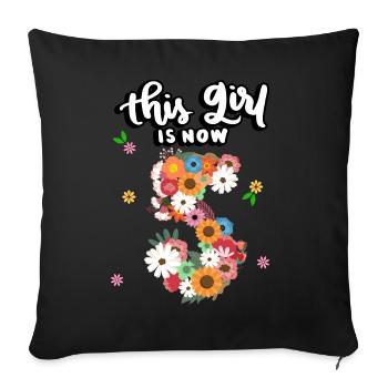 Cette fille est maintenant 5 fleurs colorées 5. - Housse de coussin décorative 45 x 45 cm - noir - Devant