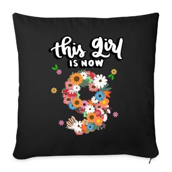 Cette fille est maintenant 9 Fleurs Colorées 9. - Housse de coussin décorative 45 x 45 cm - noir - Devant