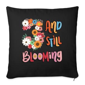 3 And still blooming girls flowery 3. - Sofa pillowcase 17,3'' x 17,3'' (45 x 45 cm) - black - Front