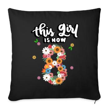 Cette fille est maintenant 8 Fleurs Colorées 8. - Housse de coussin décorative 45 x 45 cm - noir - Devant
