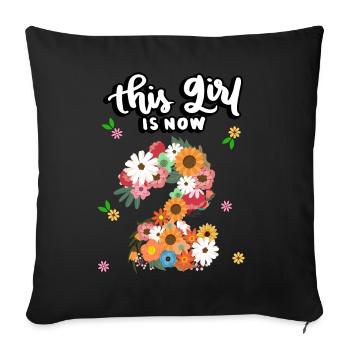 This girl is now 2 colorful flowers 2. - Sofa pillowcase 17,3'' x 17,3'' (45 x 45 cm) - black - Front
