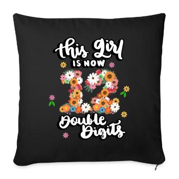 Dieses Mädchen Ist Jetzt 12 Double Digits Floral - Sofakissenbezug 45 x 45 cm - Schwarz - Vorne