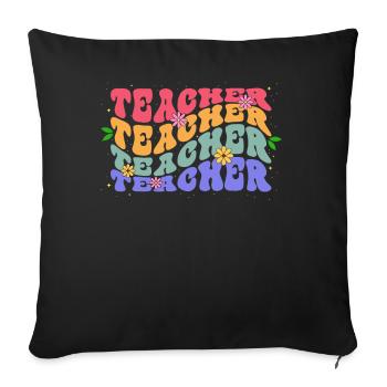 Teachers Colorful Flower Theme School Educators - Sofa pillowcase 17,3'' x 17,3'' (45 x 45 cm) - black - Front