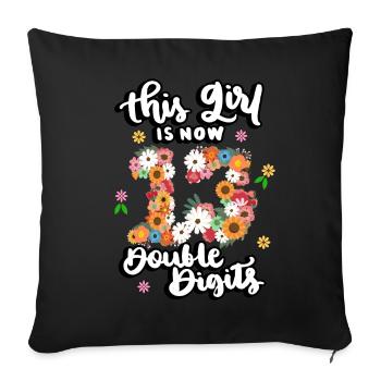 Dieses Mädchen Ist Jetzt 13 Double Digits Floral - Sofakissenbezug 45 x 45 cm - Schwarz - Vorne