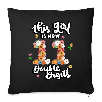 Dieses Mädchen Ist Jetzt 11, Double Digits Floral - Sofakissenbezug 45 x 45 cm - Schwarz - Vorne