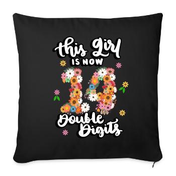 Dieses Mädchen Ist Jetzt 14 Double Digits Floral - Sofakissenbezug 45 x 45 cm - Schwarz - Vorne