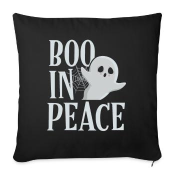 Boo In Peace Scary Horror Spectre Fantôme Halloween - Housse de coussin décorative 45 x 45 cm - noir - Devant