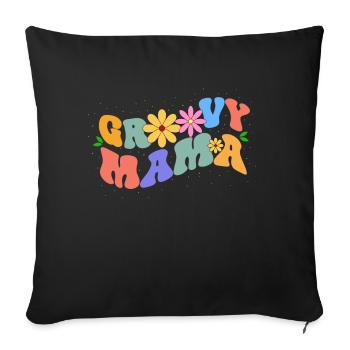 Groovy Mama Bloom Thème Floral Loisirs Colorés - Housse de coussin décorative 45 x 45 cm - noir - Devant