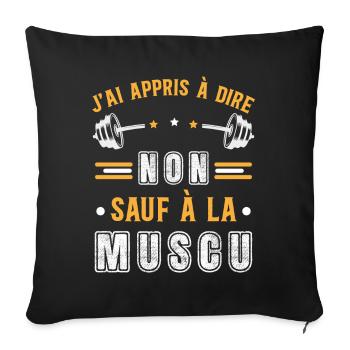 Musculation Sport. Citation Sportif Drôle Workout - Housse de coussin décorative 45 x 45 cm - noir - Devant