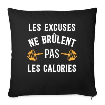Musculation Sport. Citation Sportif Drôle Workout - Housse de coussin décorative 45 x 45 cm - noir - Devant