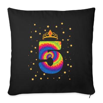 5th Birthday Krone | Tie Dye Themed Birthday | - Sofa pillowcase 17,3'' x 17,3'' (45 x 45 cm) - black - Front