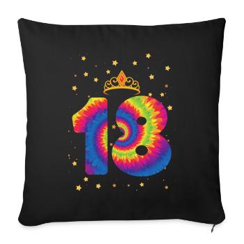 18th birthday Krone | Tie Dye Themed Birthday - Sofa pillowcase 17,3'' x 17,3'' (45 x 45 cm) - black - Front
