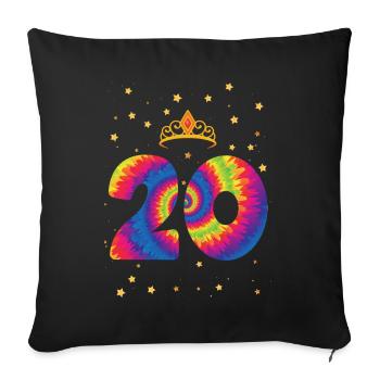 20th birthday Krone | Tie Dye Themed Birthday - Sofa pillowcase 17,3'' x 17,3'' (45 x 45 cm) - black - Front
