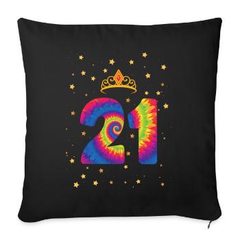 21st birthday Krone | Tie Dye Themed Birthday - Sofa pillowcase 17,3'' x 17,3'' (45 x 45 cm) - black - Front
