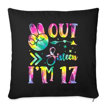 Paix de seize ans, j’ai 17 | Teinture de cravate - Housse de coussin décorative 45 x 45 cm - noir - Devant