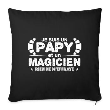 Super Papy Magicien Cadeau Fete des Grands Peres - Housse de coussin décorative 45 x 45 cm - noir - Devant