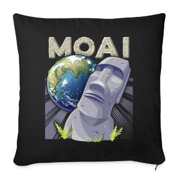Easter Island, Moai, Stone Heads, Rapa-Nui - Sofa pillowcase 17,3'' x 17,3'' (45 x 45 cm) - black - Front