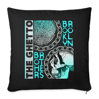 Vintage Design New York Brooklyn avec Crâne - Housse de coussin décorative 45 x 45 cm - noir - Devant