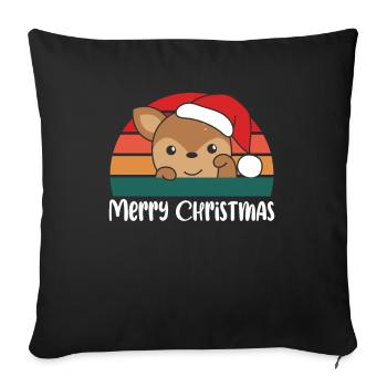 joyeux Noël Retro Reh Noël - Housse de coussin décorative 45 x 45 cm - noir - Devant