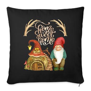 Gnome Dwarf, Dwarf House, Fairy Tales with Dwarves - Sofa pillowcase 17,3'' x 17,3'' (45 x 45 cm) - black - Front