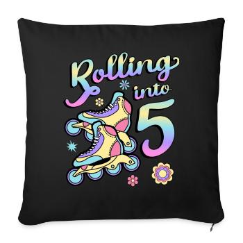 Rouler en 5 patins à roulettes 5e année - Housse de coussin décorative 45 x 45 cm - noir - Devant