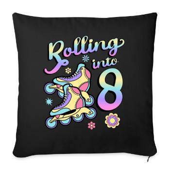 Rouler en 8 patins à roulettes Patins 8e année - Housse de coussin décorative 45 x 45 cm - noir - Devant