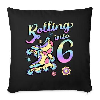 Rouler en 6 patins à roulettes Patins 6e année - Housse de coussin décorative 45 x 45 cm - noir - Devant