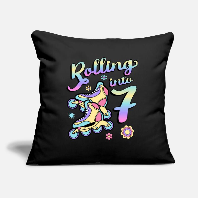Rolling Into 7 Roller Skaters Skates 7th Year Sofa pillowcase 17,3'' x 17,3'' (45 x 45 cm)
