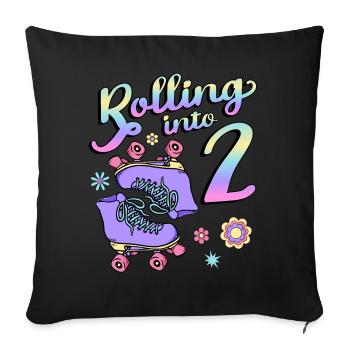 Rouler dans 2 Roller Skaters Floral 2ème année - Housse de coussin décorative 45 x 45 cm - noir - Devant