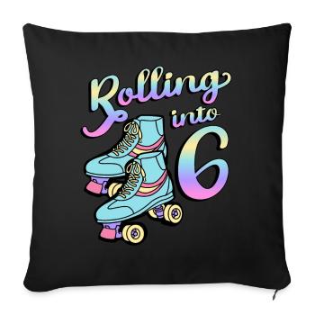 Rolling Into 6 Roller Skaters Skates 6. Jahrestag - Sofakissenbezug 45 x 45 cm - Schwarz - Vorne