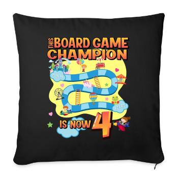 Ce champion de jeux de société a maintenant 4 ans | - Housse de coussin décorative 45 x 45 cm - noir - Devant