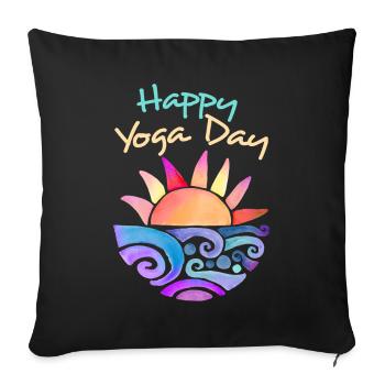 Yoga Sunset, Yoga Sunrise Saying Happy Yoga - Sofa pillowcase 17,3'' x 17,3'' (45 x 45 cm) - black - Front