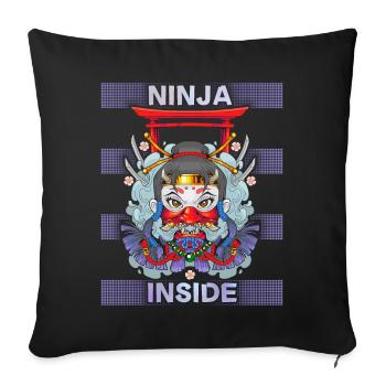 Ninja-Girl Japan, style comique disant Ninja-Inside - Housse de coussin décorative 45 x 45 cm - noir - Devant