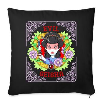 Geisha-Girl, Japan, Comic Style, - Sofakissenbezug 45 x 45 cm - Schwarz - Vorne