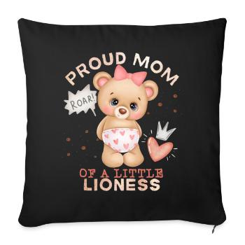 Maman Maman, Maman Maman, Lion Maman Bébé Fille Disant - Housse de coussin décorative 45 x 45 cm - noir - Devant
