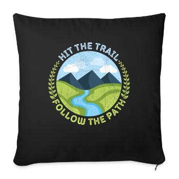 Hiking, mountain hiking, trekking, trekking design - Sofa pillowcase 17,3'' x 17,3'' (45 x 45 cm) - black - Front
