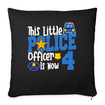 This little cop is now 4 years old, 4 - Sofa pillowcase 17,3'' x 17,3'' (45 x 45 cm) - black - Front