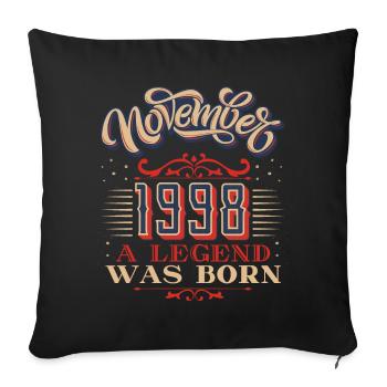 1998 anniversaire, novembre-1998, 11-1998 anniversaire - Housse de coussin décorative 45 x 45 cm - noir - Devant